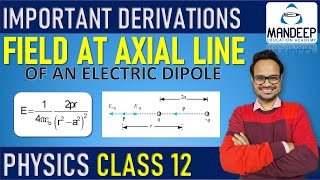 Electric Field At An Axial Point Of Electric Dipole Derivation  12 Physics Important Topic [upl. by Hnoj771]