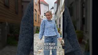 Easy Peasy Spotted Sweater 💙🤍 Strikkia [upl. by Clinton]