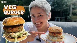 HEALTHY VEGAN BURGER IN MINUTES  Make a delicious Veg Burger at home  Food with Chetna [upl. by Petie]