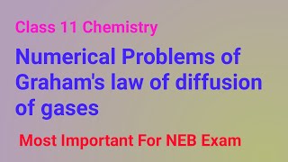 Numerical problems of Grahams Law diffusion of gases  state of matter [upl. by Launcelot237]