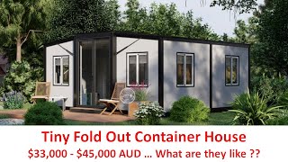 Tiny Fold Out Container House  For Sale June 2022  review pros  cons value [upl. by Nitza489]