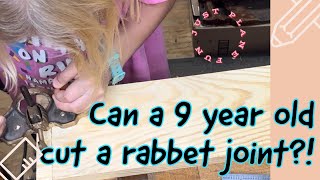 My 9 year old’s first attempt at cutting rabbet joints [upl. by Enaenaj]