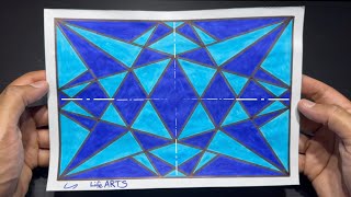 Drawing Congruent Triangles amp Shapes amp Applying Tessellation Art  Geometric Projection  Easy Steps [upl. by Tuttle]