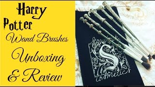 Harry Potter Wand Makeup Brushes by Storybook Cosmetics Unboxing and Review [upl. by Candida516]