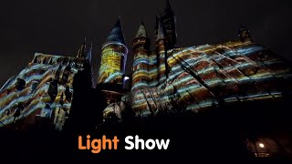 Harry Potter Hogwarts Castle Light Show  Universal Islands Of Adventure Wizarding World Hogsmeade [upl. by Airdnoed]