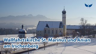 Wallfahrtskirche St Marinus und Anian am Irschenberg  Kirche von oben [upl. by Mailand895]