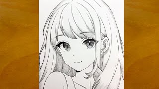 Anime Sketch  How to Draw a Beautiful Anime Girl Step by Step [upl. by Nugent]