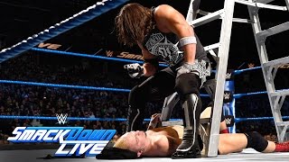 James Ellsworth vs WWE World Champion AJ Styles Contract Ladder Match SmackDown LIVE Nov 22 2016 [upl. by Fotina]