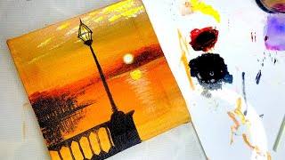 Sunset Acrylic Painting  Peaceful Evening Landscape [upl. by Rhine604]