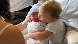 Baby Sister Meets Baby Brother for the First Time Emotional [upl. by Ohs]