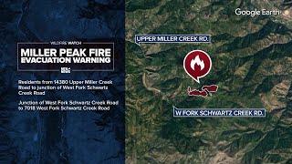 Miller Peak Fire Evacuation Warning Map [upl. by Selegna]