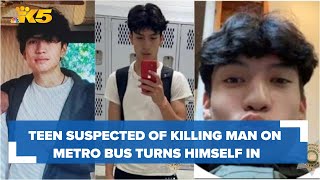 Teenager suspected of killing a man on a King County Metro bus turns himself in [upl. by Alyose783]