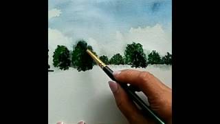 Aquarell für Anfänger Landschaft malen  Watercolor for beginner Landscape painting [upl. by Auqinu]