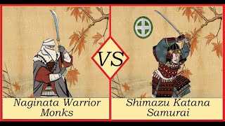 179 Naginata Warrior Monks vs Shimazu Katana Samurai  1 v 1  Total War Shogun 2 Unit Comparisons [upl. by Suoicul]