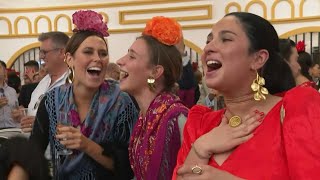 Festivities underway at Spains annual Seville fair in Andalusia  AFP [upl. by Aevin178]