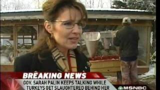 Gov Palin pardons turkey at turkey slaughter [upl. by Samuella]