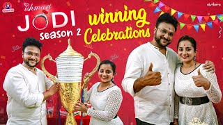 Ishmart Jodi Season 2 Winning Celebrations  Happy Harshitha  Strikers [upl. by Erodroeht]