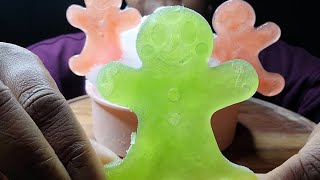 CRUNCHY DRY REFROZEN SHAVE ICE AND GINGERBREAD MEN vlogmas asmr asmrice [upl. by Weir]