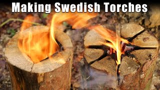 Swedish Torches  3 Styles of 1 log fire [upl. by Larrisa]