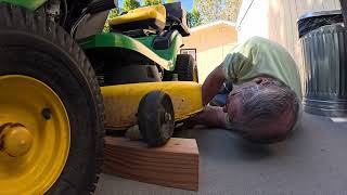 Replacing the blades on a John Deere S100 lawn tractor [upl. by Zuzana417]