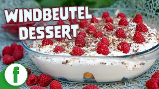 Windbeutel Dessert mit Himbeeren und süßer Quarkcreme [upl. by Hettie]