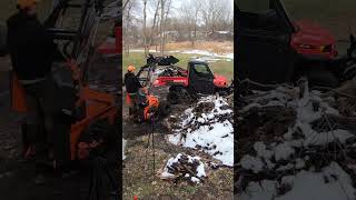 Worky Quad Mini Skid Steer Showcase Loading brush pile into UTV Shorts [upl. by Anahsat]