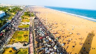 Lighthouse view of the Marina Jallikattu Protest  Massive shots [upl. by Ardrey108]