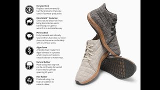 Recycled cork bison fiber rice rubber are just some of the ecofriendly elements used in this shoe [upl. by Brodench]