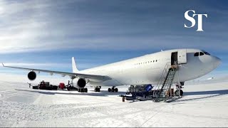 Airbus A340 plane lands in Antarctica for the first time [upl. by Oicnerual980]