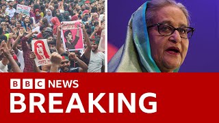 Bangladesh PM resigns and flees country as protesters storm palace  BBC News [upl. by Anahsit]