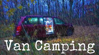 Car Camping in a Heavy Rain Storm Deep In the woods Van Life [upl. by Delphine119]