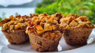 MUFFINS DE AVENA y MANZANA SIN AZUCAR SIN HUEVO SIN LACTOSA SALUDABLES VEGANOS Recetas de Gri [upl. by Alison]