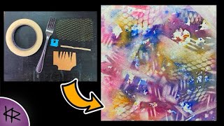 Reverse Stenciling Without Stencils WATERCOLOR demo Easy amp Fun Art Journal Abstract Background Idea [upl. by Klemperer]