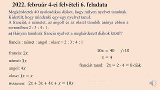 Szöveges felvételi feladatok 27 8 osztály –„Nyelvtanulás”  2022 február 4 6 feladat [upl. by Eletnahc]