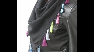 DIY Cómo hacer borlas para un pañuelo  Tassel scarf [upl. by Sallie]