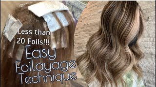 Easy FOILAYAGE Technique  Less Than 20 Foils Used To Create Blended Balayage [upl. by Brunhilda]