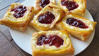 Easy Strawberry Cream Cheese Danish  Puff Pastry Danish [upl. by Ybbil]