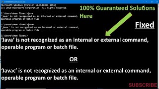 Solved Java is not recognized as an internal or external command operable program or batch file [upl. by Brion]