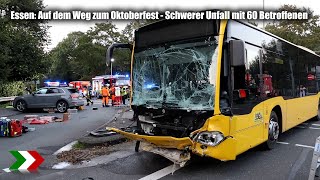 Essen Auf dem Weg zum Oktoberfest  Schwerer Unfall mit 60 Betroffenen [upl. by Ponton906]