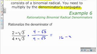 Rationalizing Binomial Radical Denominators [upl. by Platt50]