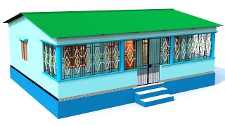 tin shed home design  village style tin roofing house plan  sunder gharka design [upl. by Elkin802]