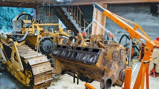 How We Rebuild Our Caterpillar Dozer Diesel Engine  Repairing CAT Dozer Engine in Local Workshop [upl. by Heisel]