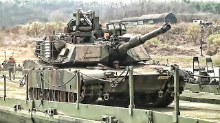 US Army Builds Floating Bridge amp Crosses It With Tanks [upl. by Taub]