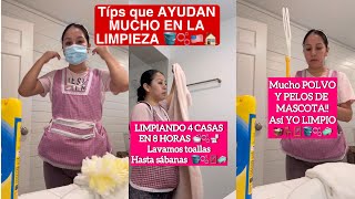 TIPS QUE AYUDAN MUCHO EN LA LIMPIEZA limpiando 4 casas en un solo dia mucho pelo de mascota [upl. by Ave]