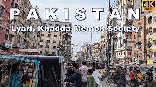 Khadda Memon Society Lyari Walking Tour  Karachi Pakistan  Full Mooni Vlogs  4K UHD 60FPS [upl. by Nitnelav]