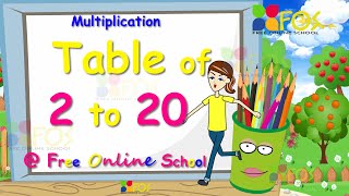 Table of 2 to 20  Multiplication Table 2 to 20  Learn  Free Online School FOS [upl. by Il]