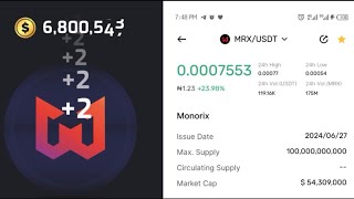 Monorix price  How much is one MRX token  Monorix airdrop distribution  Monorix listing date [upl. by Jew]