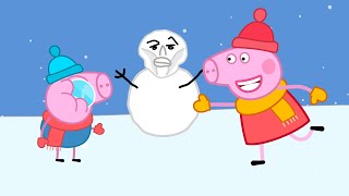 Peppa Pig and George Play with Snowman  Cartoon Parody  Funny Peppa Pig Try To Not Laugh Episode 1 [upl. by Marcelia]