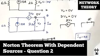 Norton Theorem With Dependent Sources  Question 2  Network Theorems  Network Theory [upl. by Atsyrt43]