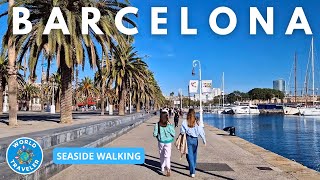 Exploring Barcelonas Stunning Seaside Promenade 4K Walking Tour  November 2023 [upl. by Labors]